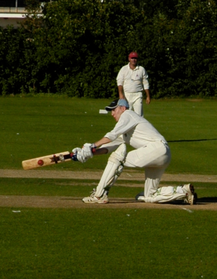 Olly Walter plays a sweep shot